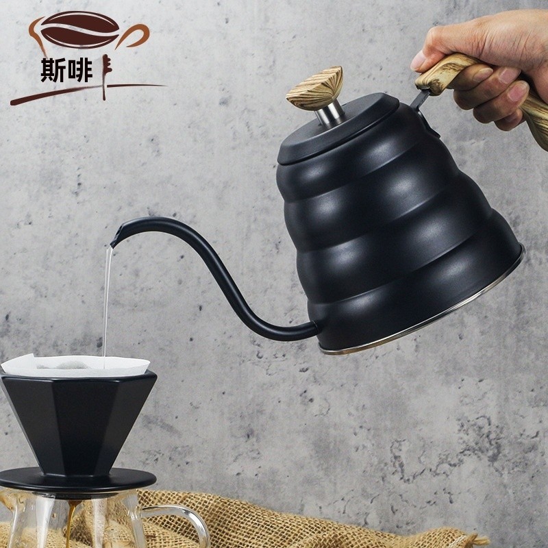 雲手沖壺 戶外燒水咖啡壺可裝溫度計304不鏽鋼木紋手柄雲朵壺