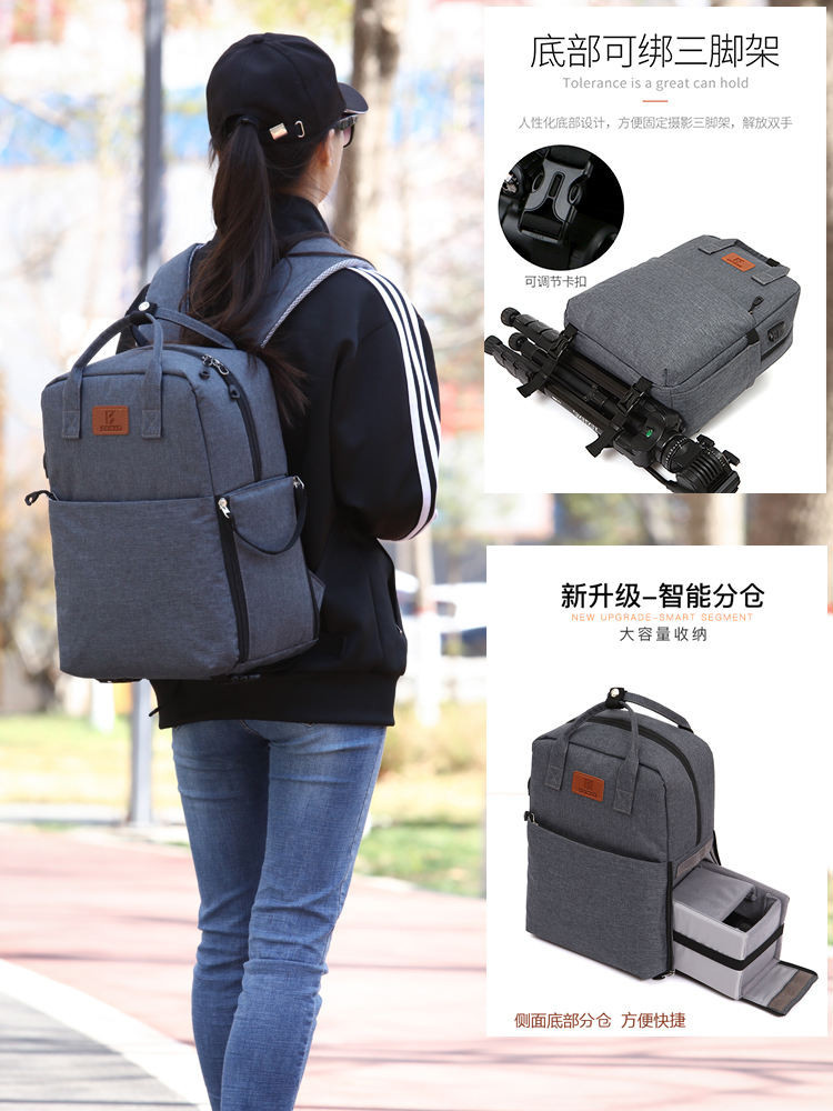 適用佳能相機包雙肩小型5d4女男尼康索尼微單專業攝影包單眼包大容量可放單眼相機和筆記本攝影收納袋相機套