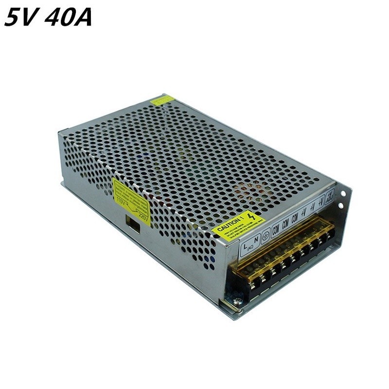 ♞Xnbada 5V 40A 200W 開關電源驅動器,用於 LED 燈條 CNC 3D 打印 AC 110-220V