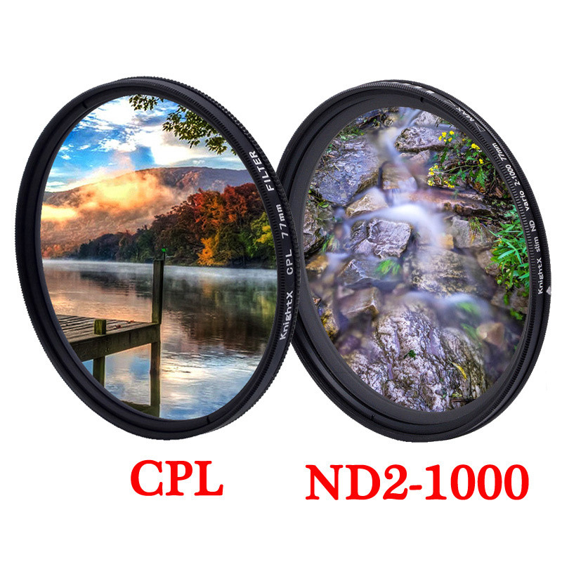♞KnightX 偏振鏡CPL+可調式減光鏡ND2-1000偏光鏡52mm 55mm 58mm 62 67mm 77mm