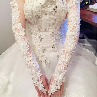宴會禮儀手套 長款蕾絲鏤空結婚禮服