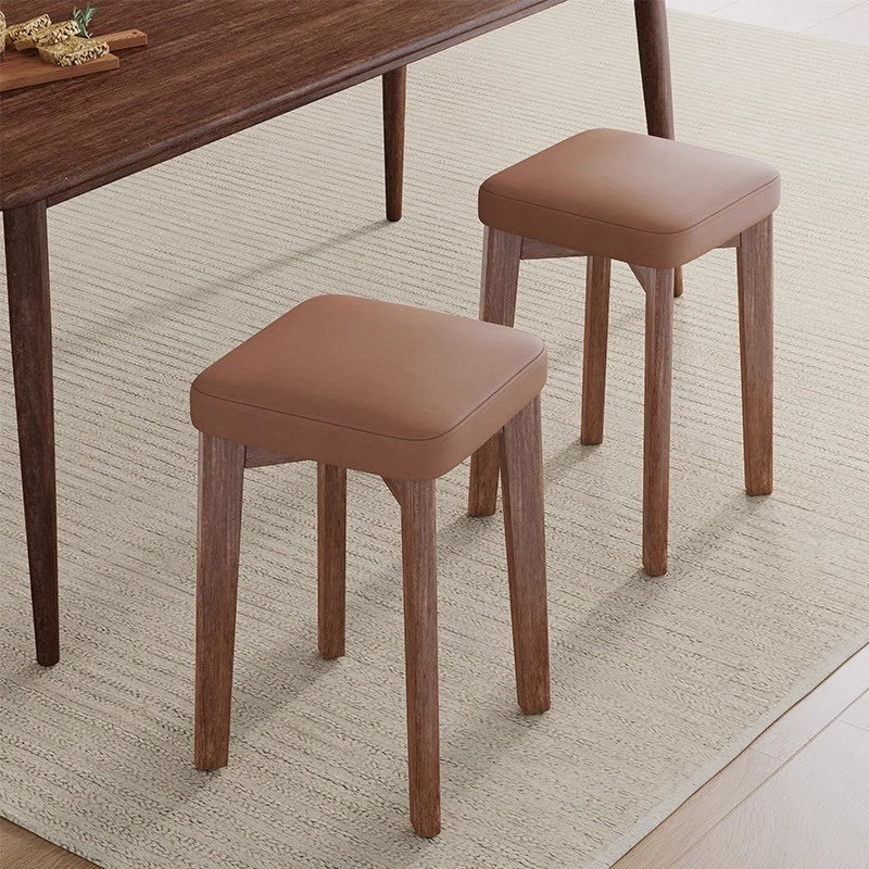 實木餐椅家用木頭凳子餐桌木椅子可疊放板凳現代簡約軟包餐桌椅