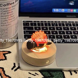 哈爾的移動城堡樹脂火神小火苗卡西法LED實木發光底座小夜燈手辦 BG3