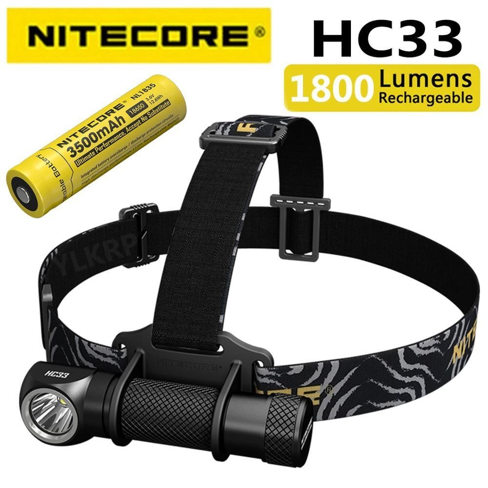Nitecore HC33 便攜式頭燈 CREE XHP35 高清最大 1800 流明光束投擲 187 米頭燈 8 種工