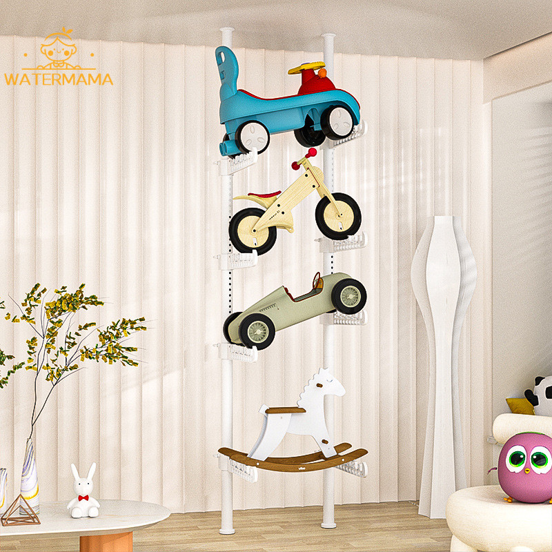 🔺免運🔺 頂天立地兒童玩具車收納架客廳家用落地免打孔滑板自行車置物架
