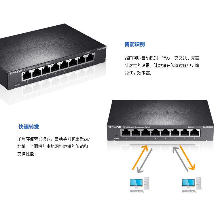 【蝦皮優選】 ♞,♘【現貨速發 好品質】TP-LINK8口千兆交換機TL-SG2008D鋼殼SG1005D網路安防監控S