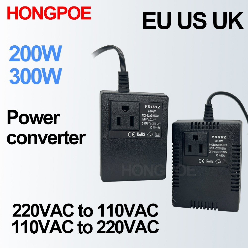 ♞,♘,♙200w 300W 電壓轉換器 220V 至 110V 變壓器降壓變壓器電壓轉換器旅行適配器歐盟/美國/英國插