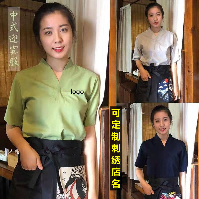 日式韓系料理服壽司店服務員工作服上衣廚師服中餐廳養生服短袖夏