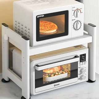 廚房收納架微波爐伸縮烤箱電飯煲架多功能家用雙層檯面收納