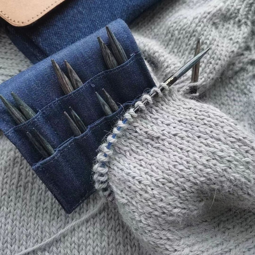 Knitpro新品袖子針襪子針藍色短針頭可拆套裝