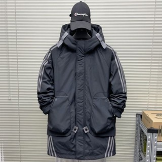 爆款現貨 中長款羽絨外套男 中長款羽絨棉服男 條紋撞色高階少派克外套男 極速出貨