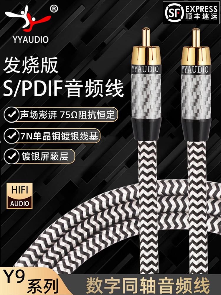 楊陽同軸音頻線發燒數字SPDIF單晶銅鍍銀低音炮optical音響連接線