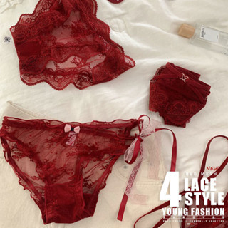 全新紅色蕾絲內衣 Pure Desire 風格網眼內褲低腰三角褲