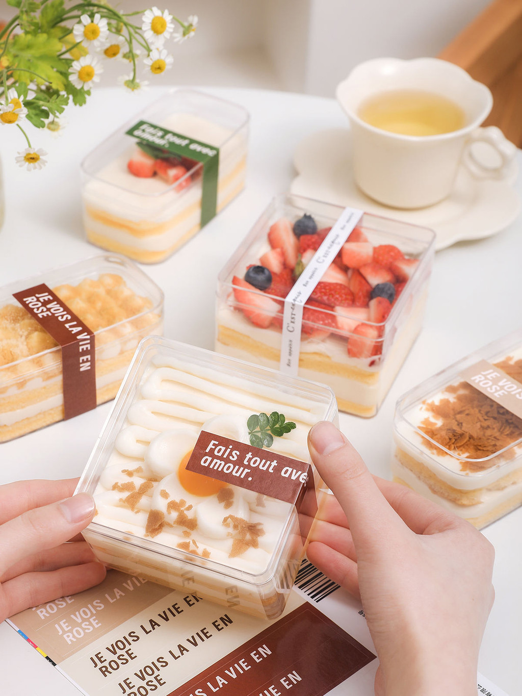 草莓寶盒透明盒 塑膠盒 提拉米蘇盒子蛋糕包裝盒透明豆乳慕斯千層餅乾一次性甜點 點心打包盒 點心餅乾保鮮盒收納盒包裝盒