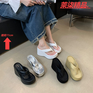 【臺灣出貨】人字拖增高 外出 厚底夾腳拖 室外 增高涼拖鞋女 小個子涼拖鞋 增高超高跟人字拖女夏坡跟時尚涼拖鞋厚底沙灘鞋