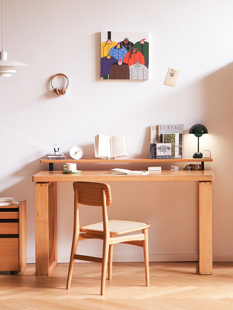 【特價現貨】 全實木電腦桌台式北歐日式臥室學生學習書桌辦公家用工作台大板桌 書桌-桌子