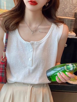 💕甜心大尺碼💕大尺碼背心上衣新款內搭打底美背法式無袖短款上衣辣妹性感白色吊帶背心女夏