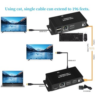 ♞,♘,♙,60m HDMI KVM 延長器 HDMI 延長器,帶 USB KVM 控制 RJ45 60m 透過 IP