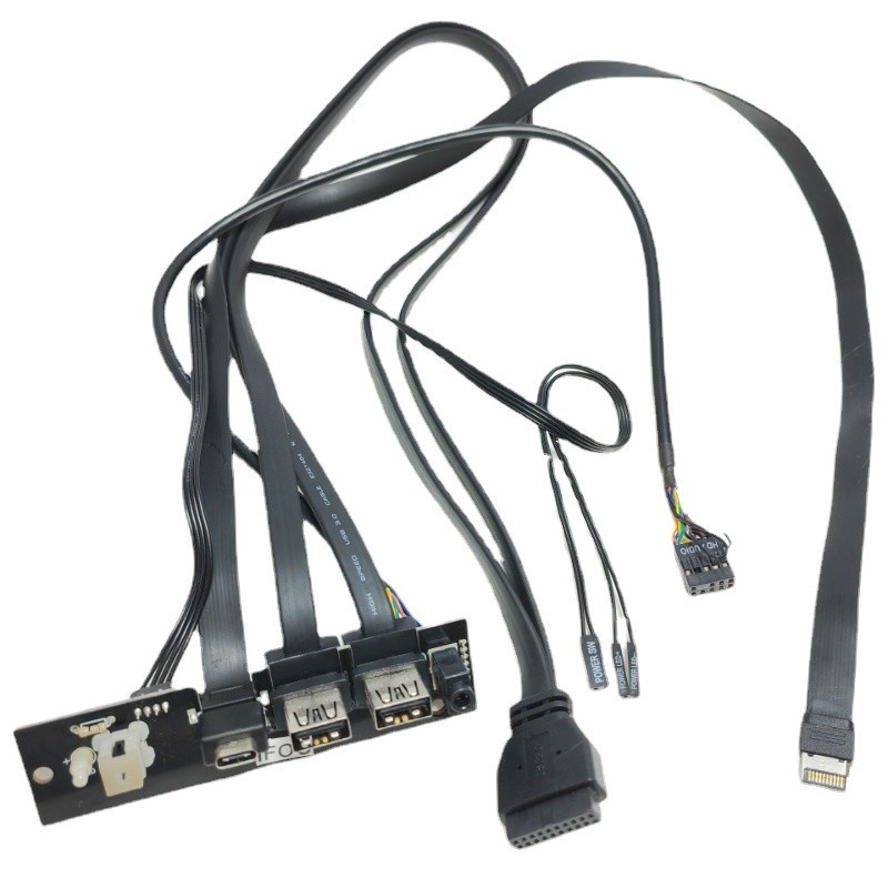 ♞,♘電腦主板延長面板電纜 E 型 19Pin 9Pin 電源 SW 轉 Type-C USB 3.1 3.0 高清音頻