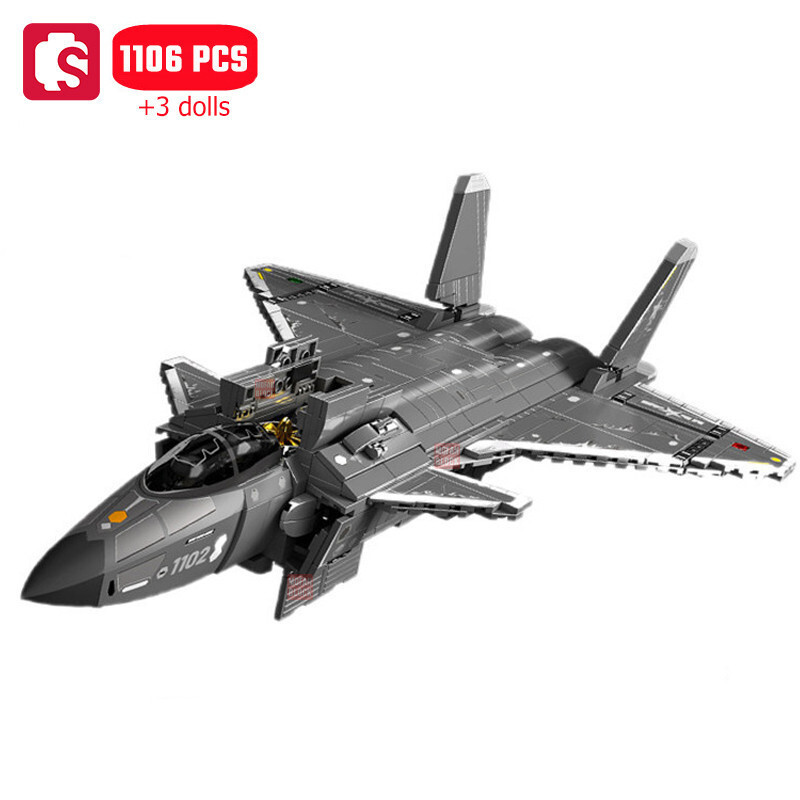 Sembo 1106 件立式起飛降落飛機積木戰鬥機飛機模型積木玩具男孩