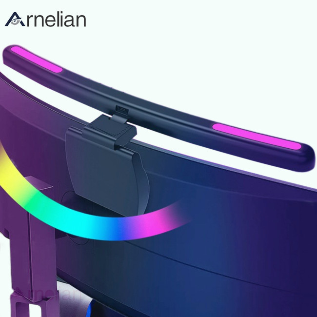 Arnelian曲面顯示器燈條led七彩小夜燈不對稱閱讀護眼顯示器補光燈