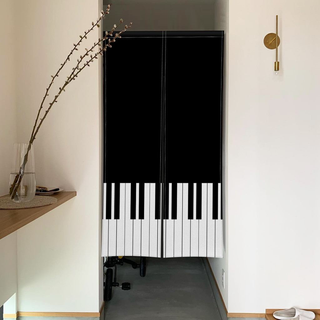 黑白鍵音樂鋼琴門簾日式遮光不透明門簾門簾臥室房間門隔斷隔斷