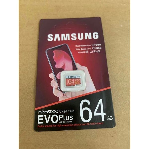 ♞,♘,♙三星 Evo Plus U1 64GB /64GB Class 10-95MB /s Micro SD 存儲卡