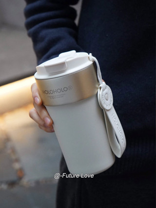 新款 隨行杯 水杯 便攜 holoholo拿鐵咖啡杯子男316L不鏽鋼便攜水杯女生高顏值吸管保溫杯