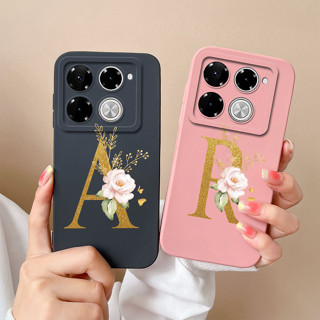 適用於 Infinix Note 40 Pro Plus 4G 5G 手機殼高品質保護軟矽膠外殼豪華情侶字母後蓋外殼適用