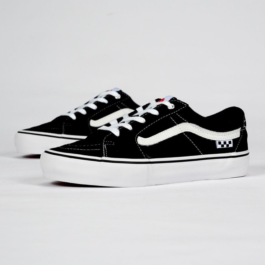 范斯 Vans Sk8 Low Pro黑白經典專業滑板鞋帶側棋盤logo