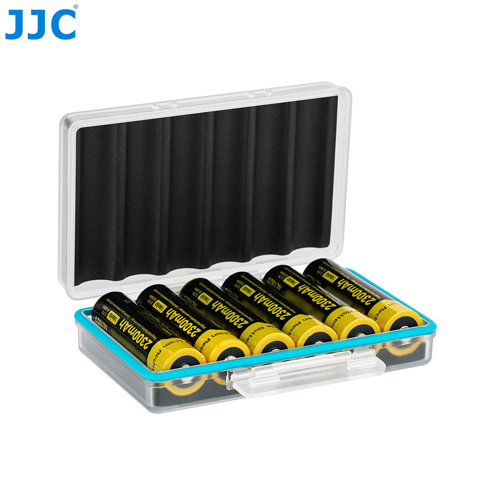 ♞JJC 18650 電池收納盒 6個裝便攜電池盒 內置訂製成型海綿墊 防塵防水濺防短路閃光燈電池保護盒