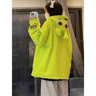 【ingot運動戶外】 美式特大感小眾三眼刺繡刷毛大學T男女裝chic寬鬆連帽慵懶小外套外套