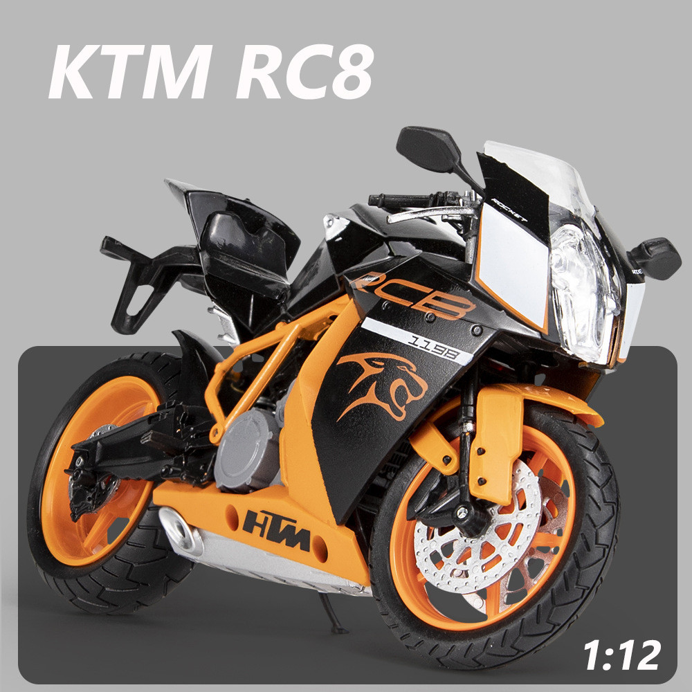 1:12 比例 KTM RC8 合金摩托車模型壓鑄男孩生日禮物玩具汽車收藏