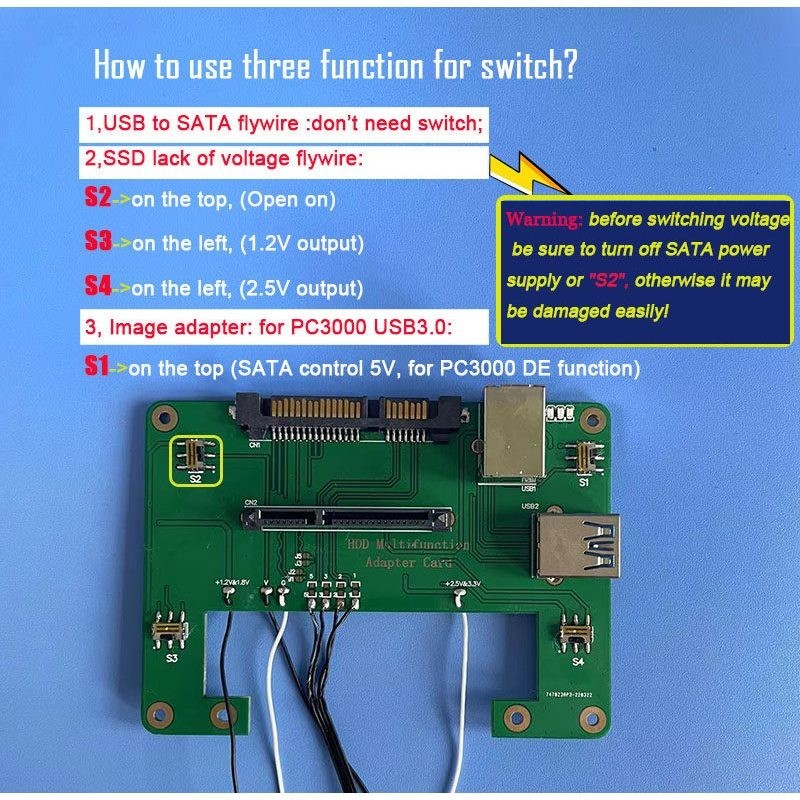 【蝦皮優選】 ♞,♘Usb 轉 SATA 適配器 SSD 電壓修復飛線跳線 USB 閃存 CF SD TF 壞扇形數據恢