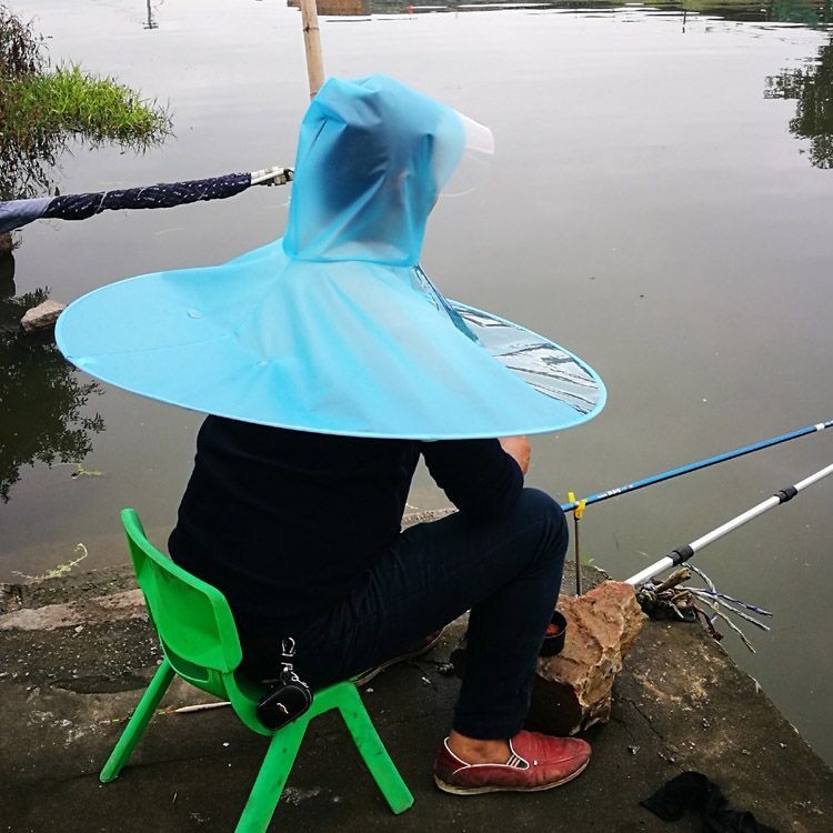 欣藝奇頭戴式雨傘帽防雨男女飛碟雨衣大人摺疊透明釣魚傘斗篷雨帽