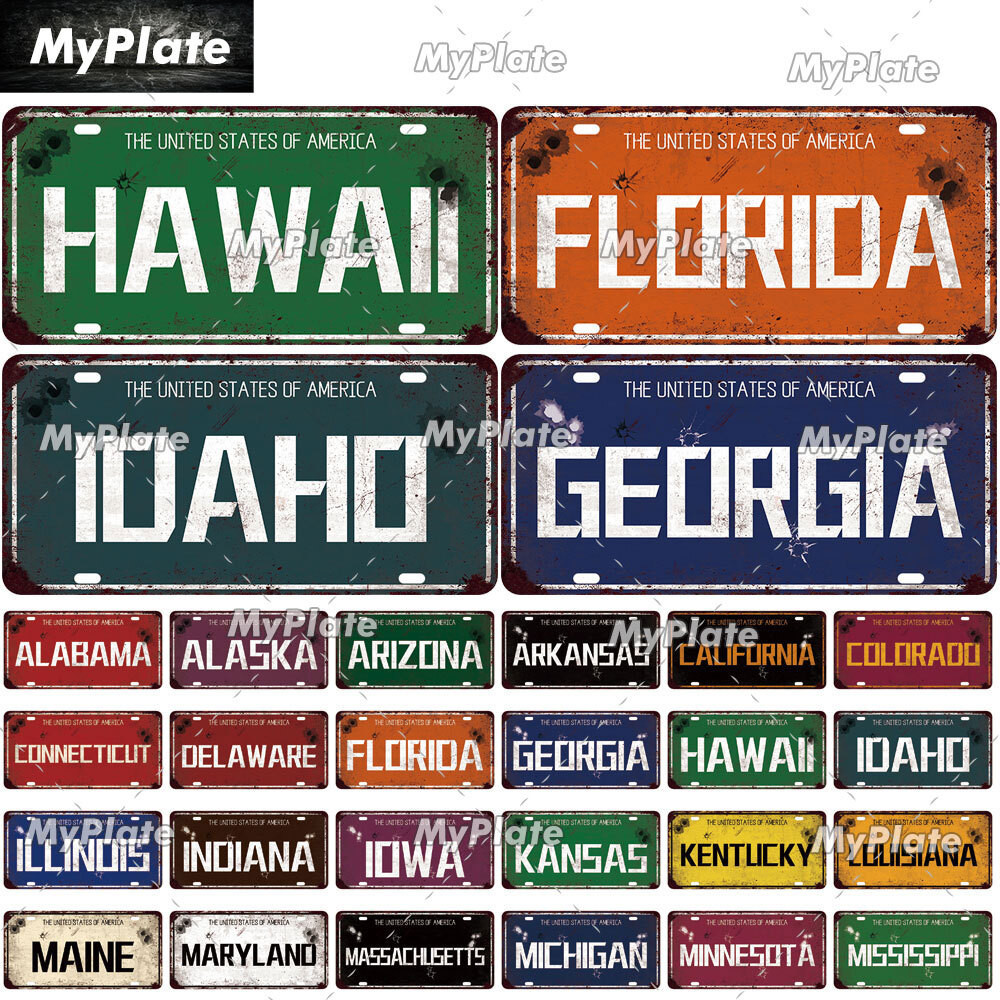 [MyPlate] 復古美國國家夏威夷車牌錫標牌金屬標牌牌匾家居裝飾商店酒吧酒吧海報金屬牆藝術