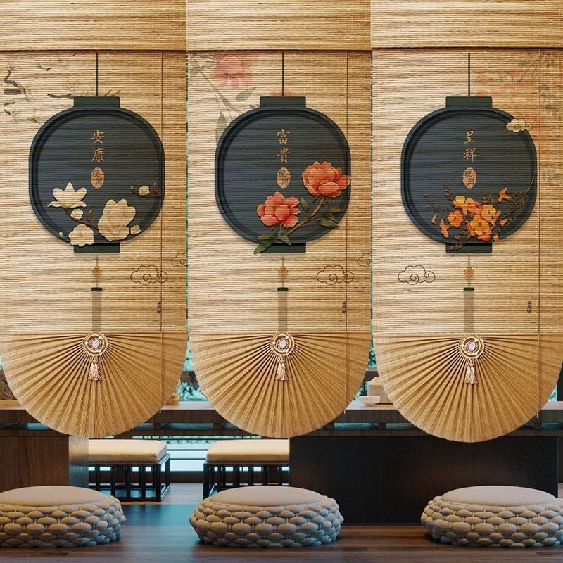 扇形羅馬簾窗簾竹簾捲簾新中式日式定做陽臺遮光店餐廳茶室裝飾