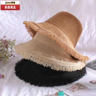 跨國熱銷女士夏季遮陽帽可折疊編製草帽漁夫帽 James