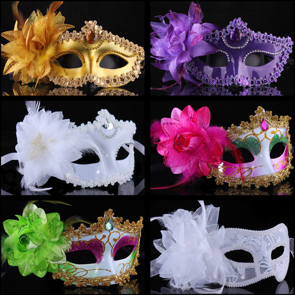 1林芳35g萬聖節裝扮表演威尼斯面具公主舞會面具尖頭圍邊側花面具