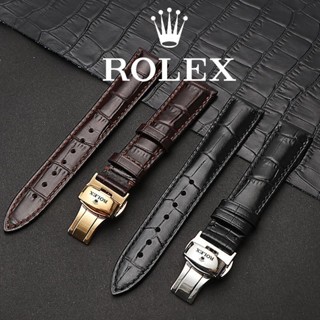 新款 替換錶帶 代用 勞力士手錶帶真皮男女原裝Rolex日誌型水鬼迪通拿遊艇日誌蝴蝶扣