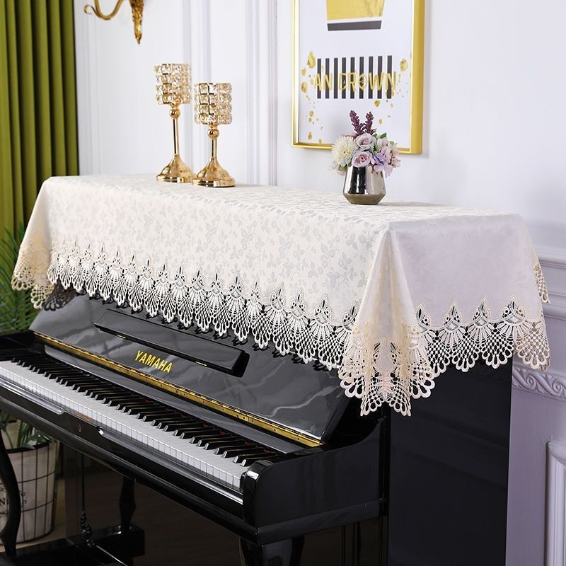 高檔歐式布藝鋼琴罩現代簡約鋼琴巾半罩桌布墊電子琴防塵全罩蓋布