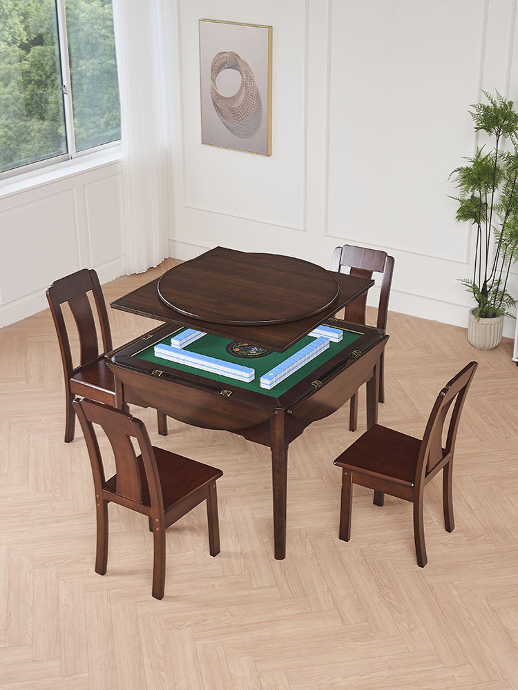 【免運】 高級智慧麻將機全自動餐桌兩用圓桌折疊家用電動實木麻將桌帶椅子