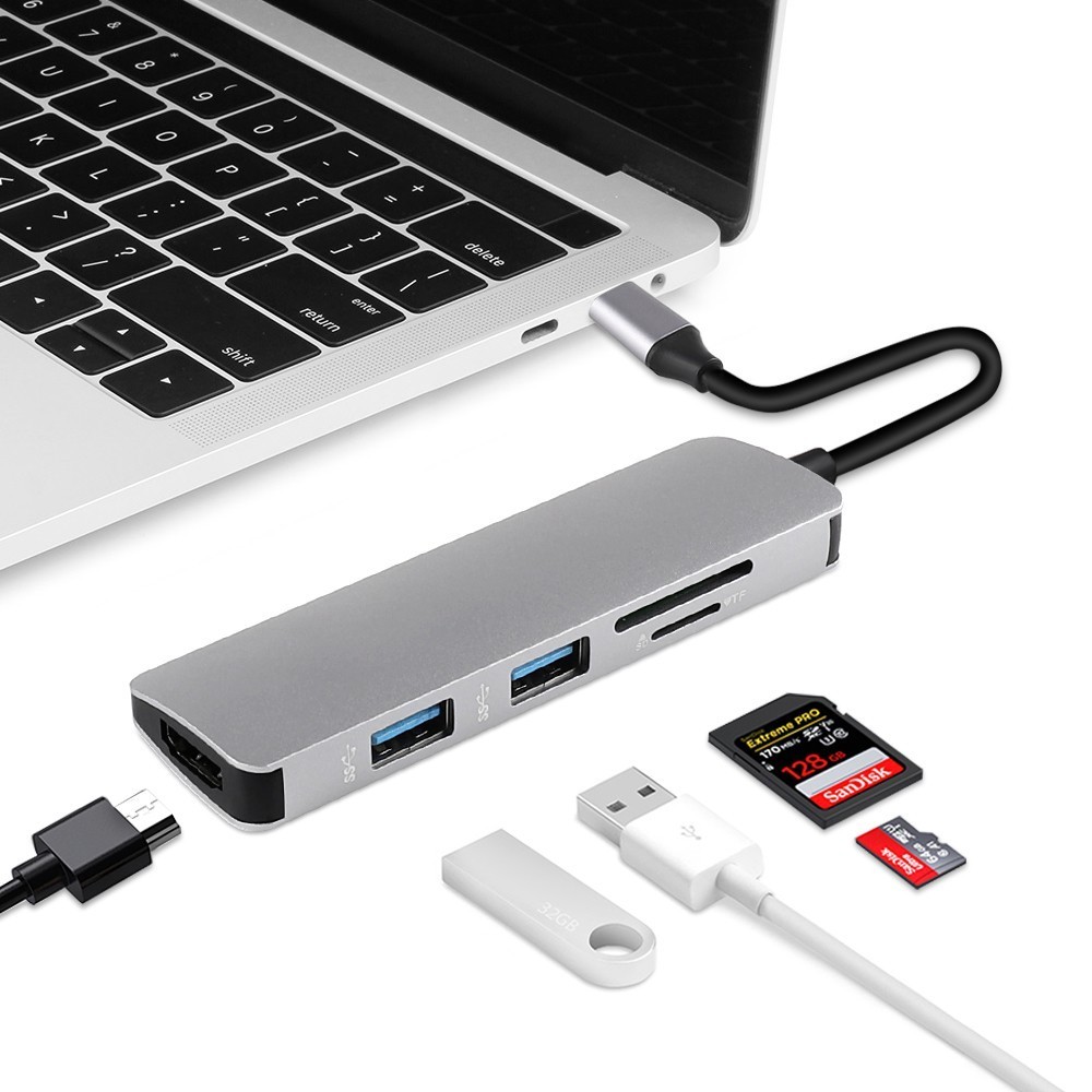 ♞,♘,♙分線器蘋果電腦轉換器適用新款MacBook Pro Air 雷電3擴展塢轉接頭Type-c轉HDMI USB