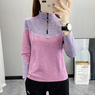 XIXI 吸汗透氣快乾衣速乾登山服 戶外運動彈力抓絨衣女上衣長袖T恤女德絨加厚保暖衣磨毛絨防靜電 3A