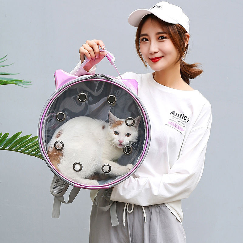 萌寵外出便攜包 貓咪外出便攜包透明雙肩背包透氣大容量貓包布偶手提寵物倉鼠包