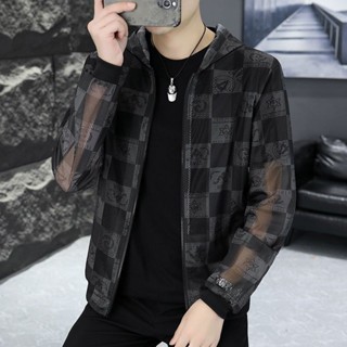 防曬薄款男士鏤空超薄連帽夾克夏季韓版休閒外套透氣百搭緊身新款
