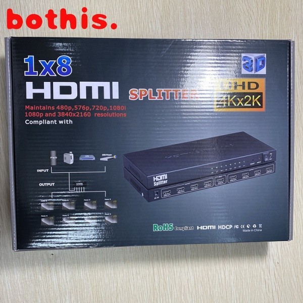 ♞,♘,♙現貨 HDMI分配器1進8出 一拖八 高清4Kx2K 1080P 3D 1X8 HDMI SPLITTER
