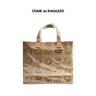 Come un Ragazzo/CUR PVC牛皮紙購物袋 惡搞表情托特包簡約手提包