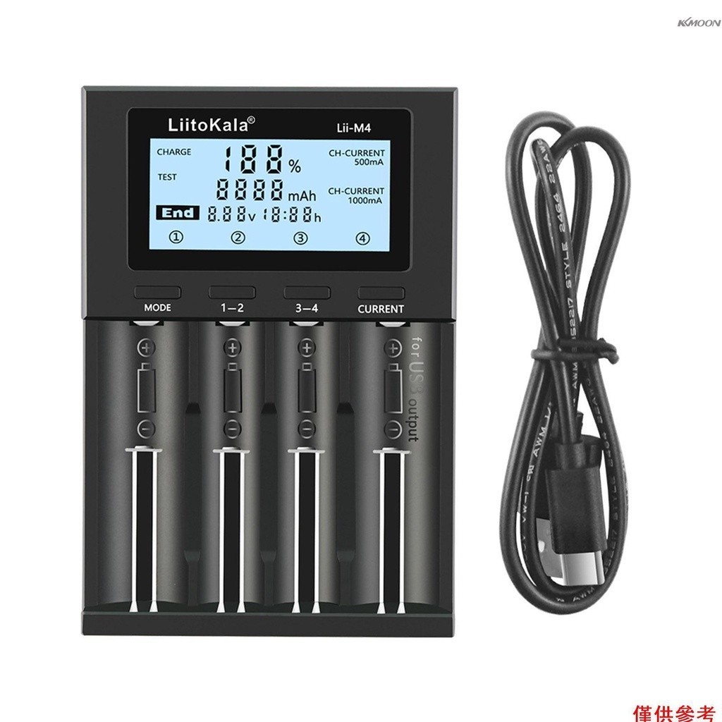 ♞,♘(mihappyfly)LIITOKALA Lii-m4 4 槽電池充電器,帶 LCD 顯示屏,適用於 18650