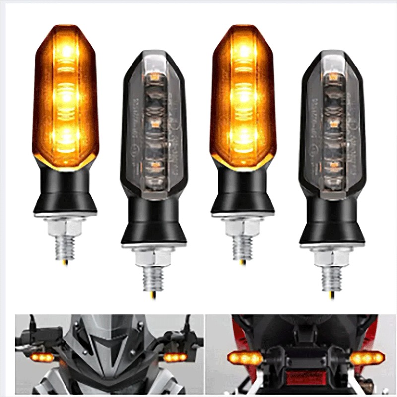 8mm 迷你摩托車 LED 轉向信號燈 12V 摩托指示燈琥珀色閃光燈方向燈轉向信號燈配件 2/4PCS